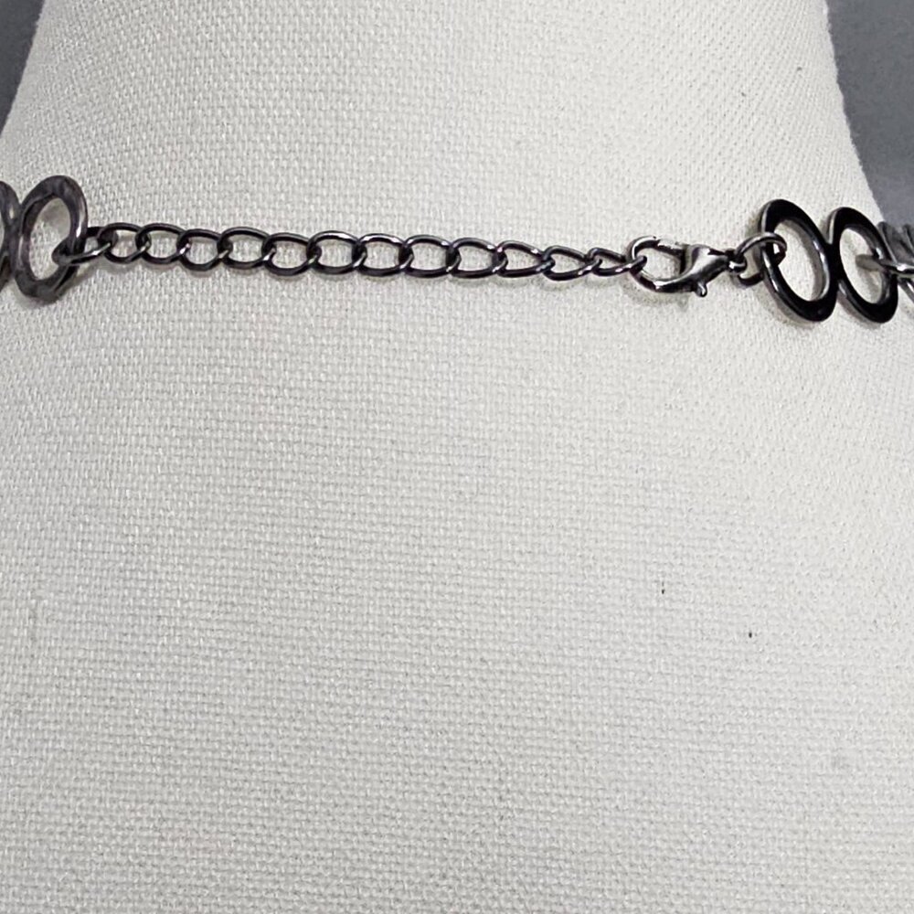 Vintage Ring Silver Gun Metal Curtain Bib Statement Necklace - Picture 4 of 5
